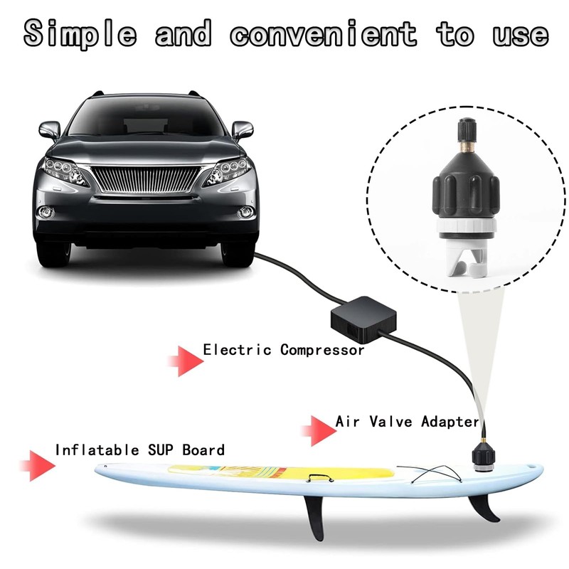 Sup Accessories, 2 Adapters for SUP Pump and Compressor, Stand