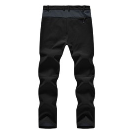 Rdruko Men's Winter Hiking Pants Waterproof Fleece lined Ski Snow Softshell Work Pants with Pockets(Black, CA 38)