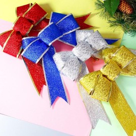 Blue Christmas Tree Bows Glitter Bows Ornaments for Christmas Tree Wreath Crafts Window Holiday Indoor Outdoor Decorations,Home Decor,Home and Kitchen