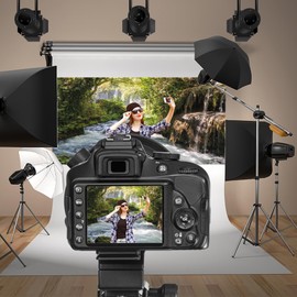 Baocicco 20x10ft Vinyl Green Forest Backdrops for Photography Background Mountain and Water Landscape Beautiful Waterfall and River Ancient Tree Outdoor Explore Holiday Backdrop Photo Studio