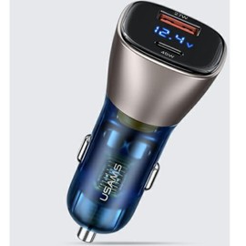 P4Y US-CC155 C29 72W car charger with two USB-C+USB-A ports and digital display QC3.0 72W fast charging Charging 2 devices simultaneously