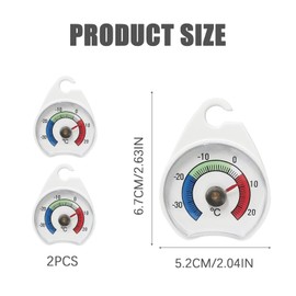 2 Pcs Fridge Freezer Thermometer, Dial Refrigerator Thermometer, Fridge Analogue for Temperature Control, Fridges Thermostat with Coloured Zones