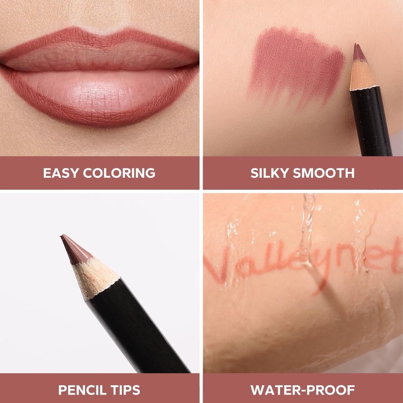 12PCS Lip Liner Pencil Set - Matte Nude Lip Contour