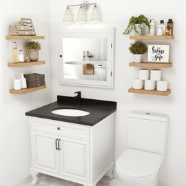 Vivelove Bathroom Long Floating Shelves for Wall,Over Toilet Wall Mounted Farmhouse - Wall Mounted Modern Farmhouse 16 inch Set of 2