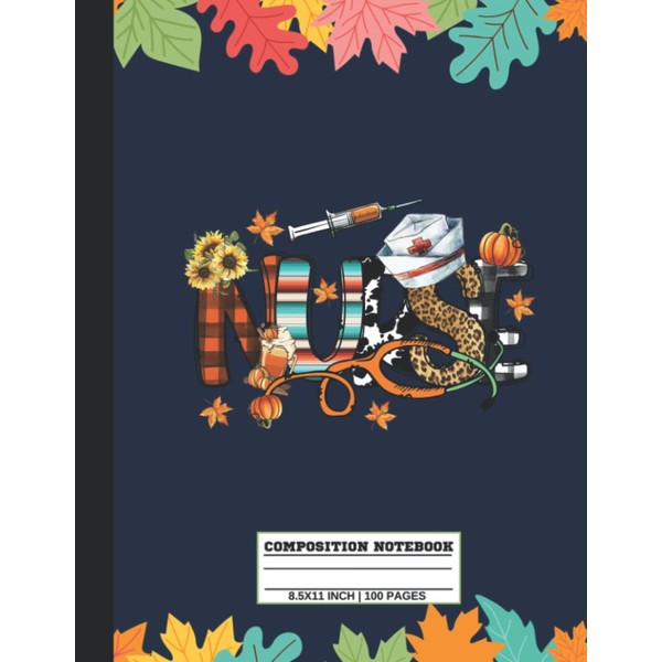 Nuse Composition Notebook: Cute and Colorful Autumn Leaves Notebook College