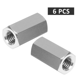Seimneire 6 Pcs M8 x 1.25 Pitch 25mm Length Hex Coupling Nut, 13mm Width Stainless Steel Nuts Connector Nut, Rod Coupling Nuts Hexagon Nut Threaded Coupling Nut Replacement (Metric)