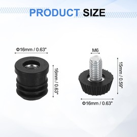 sourcing map 8 Set Leveling Feet, M6x16mm Plastic Adjustable Furniture Leg Leveling Round Threaded Insert Screw-in Glide Levelers for Table Chair Furniture, Black