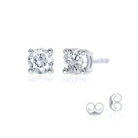 La Joya Sparkling 1/4 CT TW Certified Lab Grown Diamond Stud Earrings for Men and Women - GH Color VS/SI Clarity Diamonds In Solid 14KT White Gold 4 Prong Setting. Stud Earrings for Him and Her