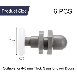 sourcing map 6 Pcs Shower Door Rollers, 23mm Dia Bathroom Glass Door Rollers Runners for 4-6mm Glass Door, Sliding Door Pulleys Wheels Replacement for Kitchen Pan Glass Sliding Door, White