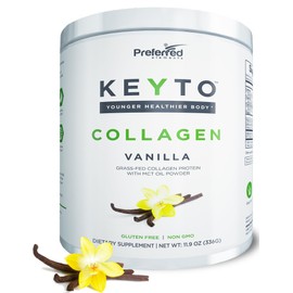 Keto Collagen Protein Powder with MCT Oil – Keto and Paleo Friendly Grass Fed and Pasture Raised Hydrolyzed Collagen Peptides – Fits Low Carb Diet and Keto Snacks – KEYTO Vanilla Flavor