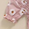 Infant Baby Girls Romper Daisy Ruffle Sleeve Pleated Smocked Bubble