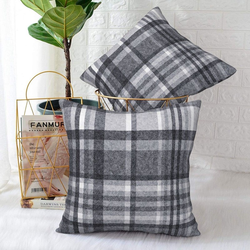 Mondiafy 2 Pack Throw Pillow Covers Soft Touch Plush 18x18
