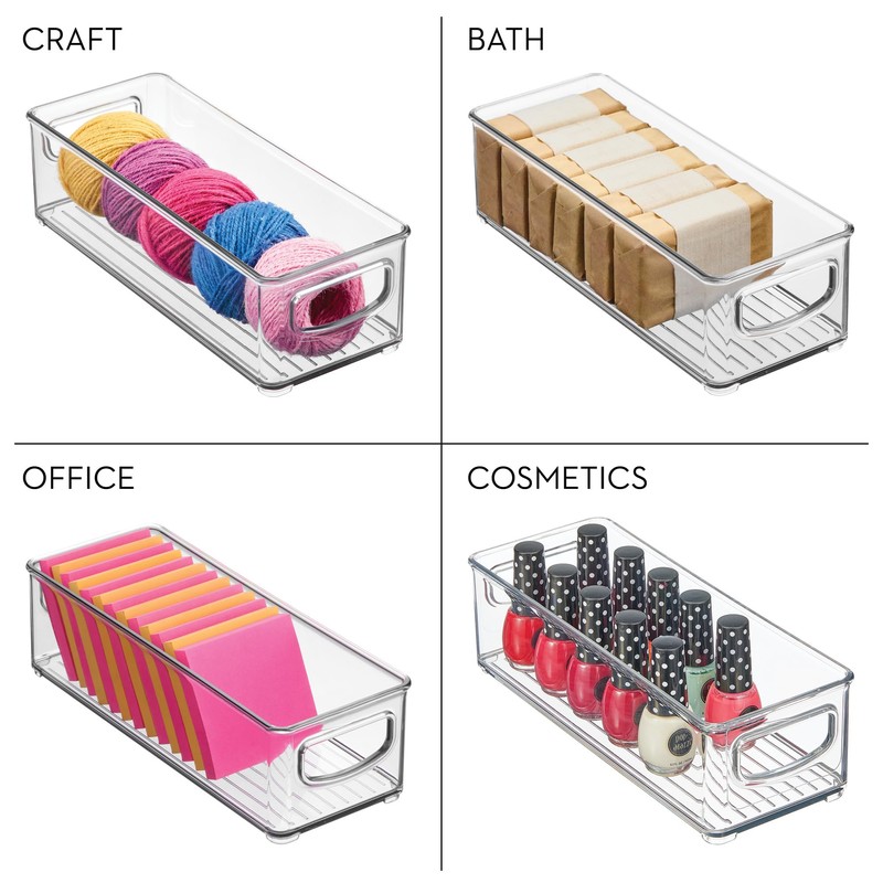 iDesign Stackable Clear Plastic Storage Bins – Narrow Organizer for
