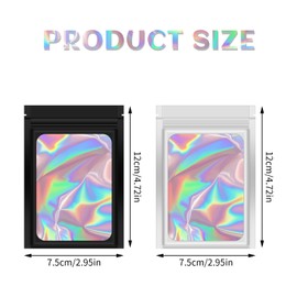 Pagezol Smell Proof Mylar Bags, 100 PCS Holographic Packaging Bags, Small Bags, Resealable Baggies with Ziplock and Clear Window, Reusable Strong Zip Lock Seal Bags, Self Sealing Bag Food Storage