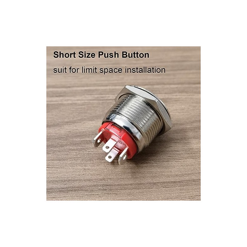 Gebildet Gebildet 19mm 20A/12-24V Blue LED Latching Stainless Steel Push