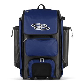 Boombah Catchers Superpack Hybrid Rolling Bat Bag - BM-9060C23 Charcoal/Royal - Wheeled & Backpack Version