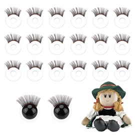 PH PandaHall 20pcs Black Doll Eyelashes 26mm Safety Eyelashes Plastic Eye Accessory Crafts Eyelash Strips Stuffed Crochet Eye Lashes Doll Eyelash Tray for Amigurumi Puppet Teddy Bear Plush Animal