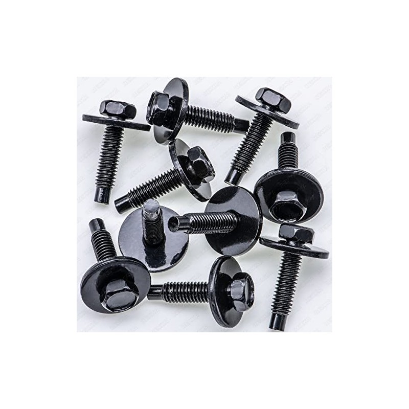 Rexka 10pcs M6-1.0 Hex Head SEMS Body Bolts for GM