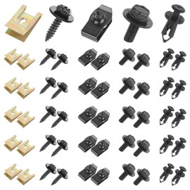 Pack of 100 Tin Nut Screw Nut Clip Kit, Universal Body Screws and Sheet Nuts Car, Metal Car Mounting Clips Kit for Car Bumper, Undertray, Mudguard and Door Trim