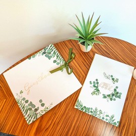 YöL Wedding Guest Book Green Eucalyptus Gold Foil Hard Cover 60 Blank Pages Marriage Engagement Planning Ideas