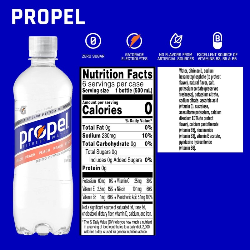 Propel (12 Pack) Propel Peach Electrolytes & Vitamins Sport Water,
