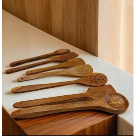 VRINBAN INTERNATIONAL Wooden Spatulas – Eco-Friendly Kitchen Utensils for Cooking, Non-Stick Cookware, and Baking Needs (7, Design:01)