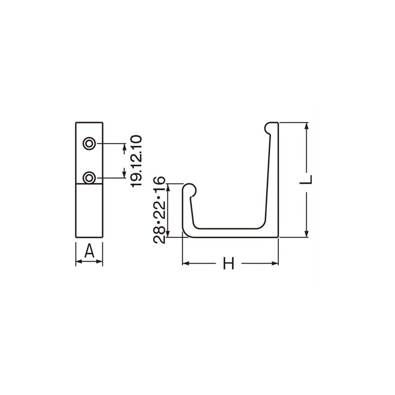 TRUSCO AH35-BK Aluminum L-Shaped Hook, 1.4 inches (35 mm), Black