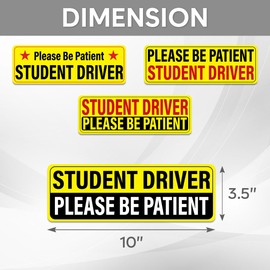 Pack 4 Pcs Funny Student Driver Sticker for Cars Vehicle Trucks Warning Security Signs Window Indoor Outdoor Bumper Stickers Waterproof Large Vinyl Decals Car Exterior Accessories