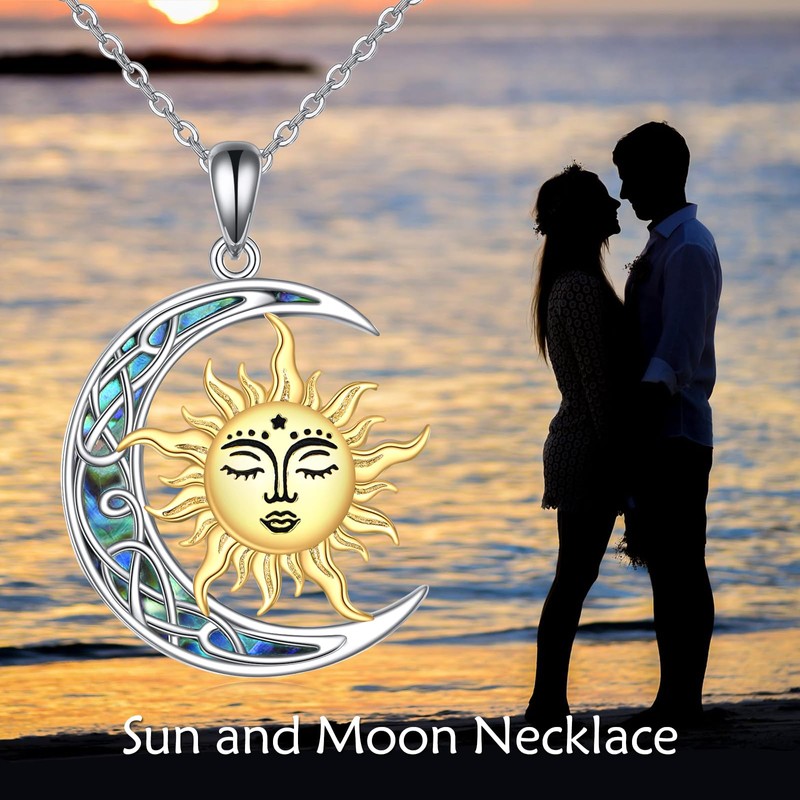 ONEFINITY Sun and Moon Necklace 925 Sterling Silver Moon Pendant