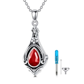 Seiyang Urn Necklace for Ashes 925 Sterling Silver with July Birthstone Cremation Jewelry Keepsake Ashes Pendant Necklace Memorial Jewelry for Women Loved One