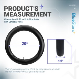 BlueStars Heavy-Duty 20x4.0 Bike Inner Tubes with Schrader Valve - Thicker Butyl Rubber, Ideal Replacement for Mountain Bikes & E-Bikes with 20-inch Tires - Pack of 2