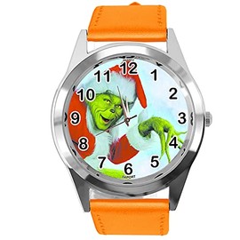 TAPORT® Orange Leather Round Quartz Watch for Christmas Fans E2