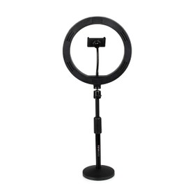 Gator Frameworks 10-Inch LED Desktop Ring Light Stand with Phone Holder and Compact Weighted Base; (GFW-RINGLIGHTDSKTP)