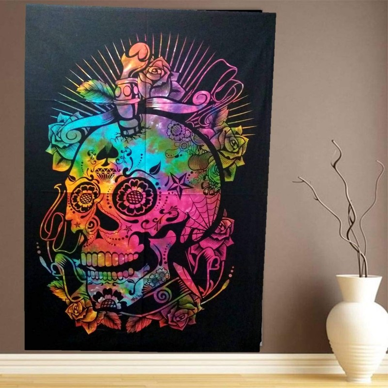 Purpledip Cotton Wall Poster Beach Throw 'Smiling Death': Bohemian Wall