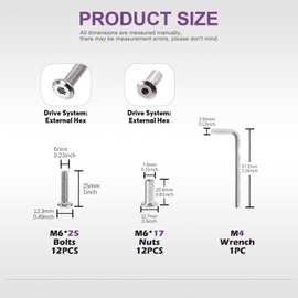 Swpeet Nickel Plated Sliver Binding Screws Hex Drive Socket Cap Bolts Barrel Nuts Assortment Kit with 1Pcs Allen Wrench, Screw Post Fit for Furniture Countsunk Belt