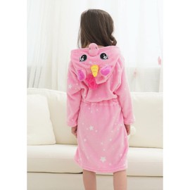 Piefry Soft Unicorn Hooded Bathrobe for Girls with Unicorn Slippers, Blindfold and Headband - Gifts for Girls (Rose Stars, 4-5 Years)