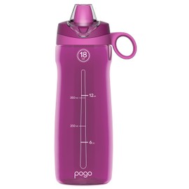 Pogo BPA-Free Plastic Water Bottle with Soft Straw Lid, 18oz. (Fuchsia)