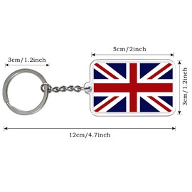 FHZJKJX 2 Pack United Kingdom Flag Keychain British UK Key Ring-(British)