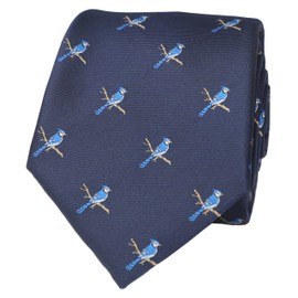 MENDEPOT Men Bird Pattern Tie Blue Jay Necktie Owl Tie Father's Day Birthday Gift Tie (Blue Jay)