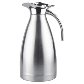 Thermal Carafe Stainless Steel Double Wall Vacuum Insulated 68 Oz Large Capacity Tea/Water Pitcher with Press Button Silver-JUNING