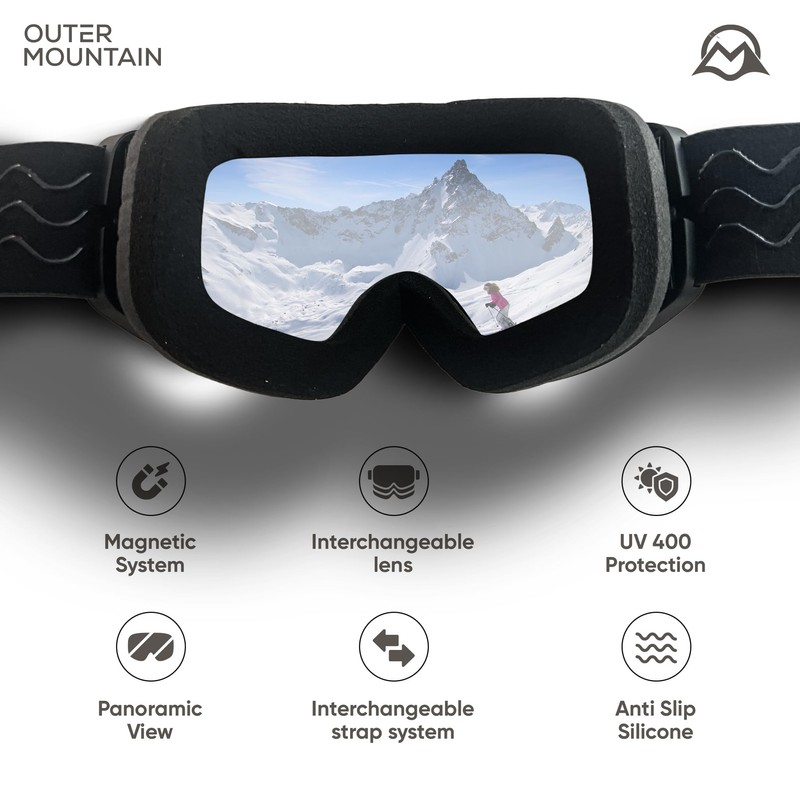 Outer Mountain Snow Goggles - Black Lenses