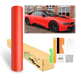 Free Tool Kit Matte Flat Red Car Vinyl Wrap Sticker Decal Film Sheet with Air Release - 60"X240" (5FT X 20FT)