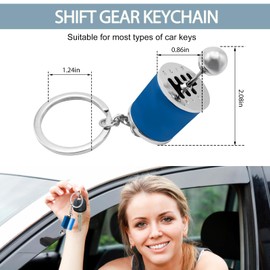 SHMZK Car Gearbox Keychain, Six Speed Manual Transmission Keychain, Creative Gear Shift Stick Keyring, Car Accessories (Blue)