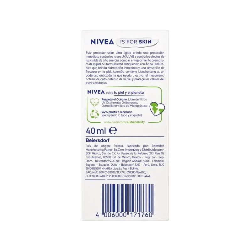 Protector Solar Facial NIVEA SUN Fluido Diario Tono Medio +