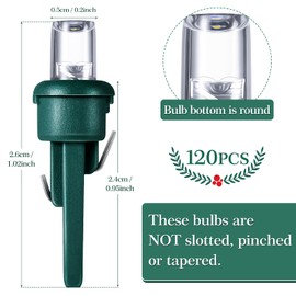 Honoson 120 Count 5 mm LED Christmas Replacement Bulbs Bulk Wide Angle Christmas Light Bulb Xmas Tree String Light Replacement Bulb Festival Light Decoration (Green Base with Warm White Bulb)