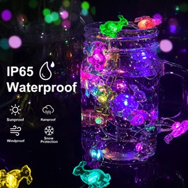 Easter Bunny String Lights, Easter Eggs Decorative Fairy Lights, 16 ft 50 LED Spring Rabbit Lights for Lawns Garden Outdoor Holiday Party Easter Basket Stuffers Easter Egg Ornaments (1 Pack)