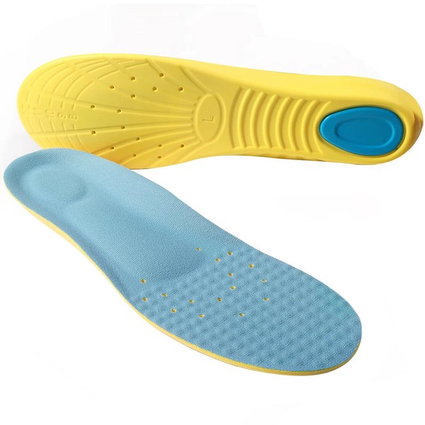 Shoes Inserts Memory Foam Insoles Shock Absorption Pain Relief Plantar Fasciitis Arch Supports Breathable PU Sports Feet Insoles for Men Women and Kids,1 Pair (S（Women 5-6/ Kids 2-5）)