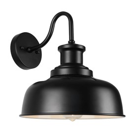 Diyel Solar Barn Light for Outside, Gooseneck Outdoor Wall Lights Solar Powered, Farmhouse Exterior Wall Sconce, Industrial Outside Lighting Fixture, Rustic Lantern for Garage, Barn, Shed, RZSR007