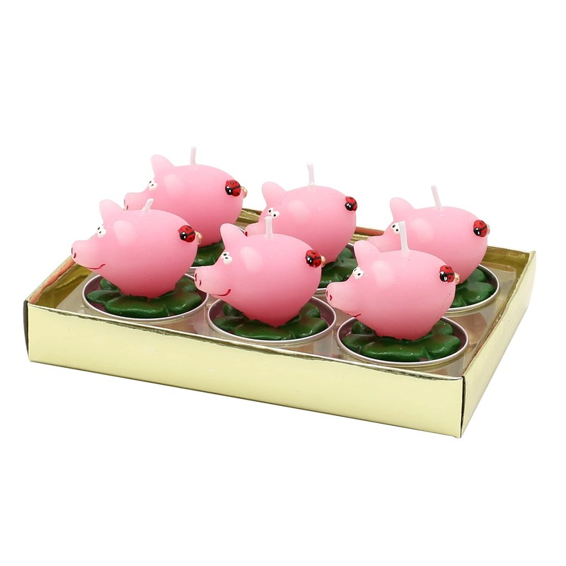 Dekohelden24 W-10016471 Lucky Pigs Tea Light Set of 6 Dimensions