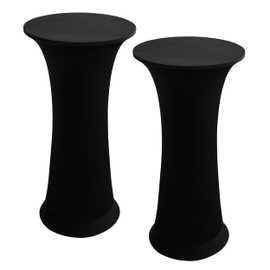 iEventStar Set of 2 Stretch High Table Covers, Bar Table Covers for Round, Wedding Party, Banquet, Birthday Party (Black, Set of 2 - Diameter 80-85 cm)